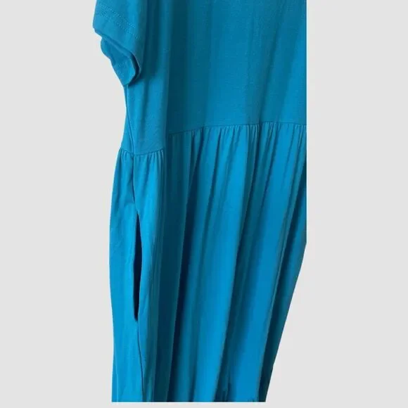 Anrabess Blue Short Sleeve Maxi T-Shirt Dress Size XL Pockets Tiered NWT - Picture 7 of 7